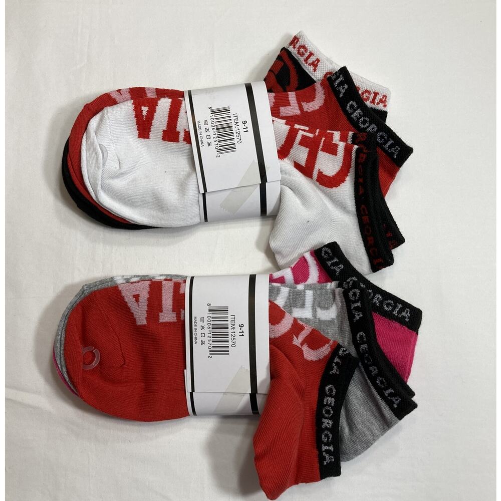Georgia Bulldogs Socks 2-3Packs Ankle Socks, Women's 9-11, NCAA